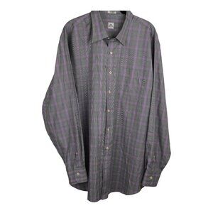 Peter Millar Cotton Micro Check Long Sleeve‎ Button Down Cotton Shirt Size XL
